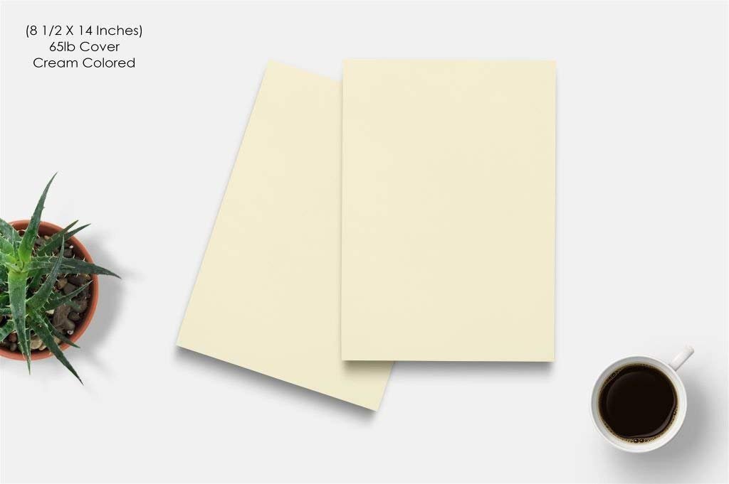 50 Sheet Card stock Paper - Cream colored 65lb Cover Legal size of 8.5 x 14 Inches