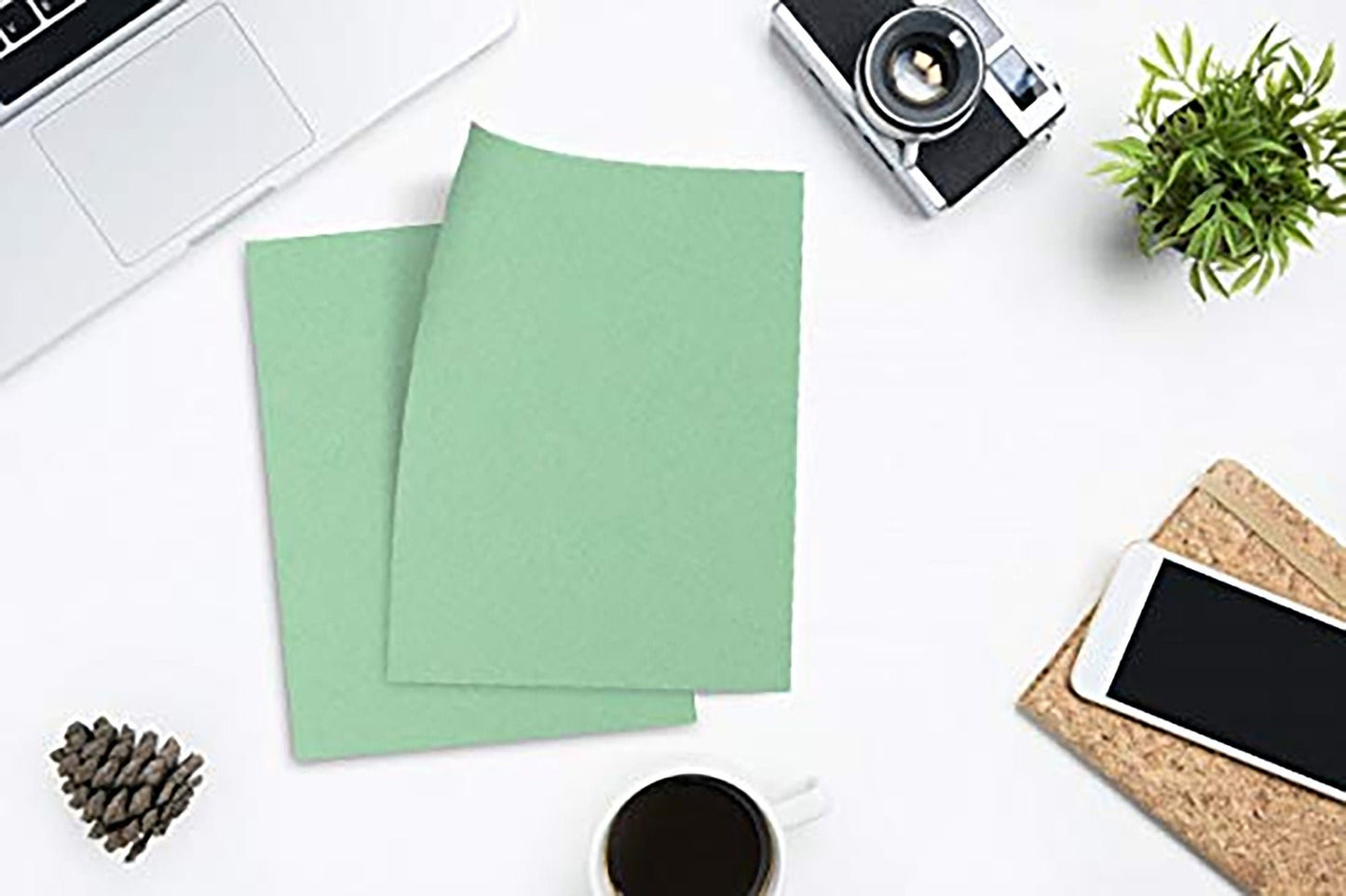 50 Colored Green Sheet Card Stock Paper - Vellum Bristol Cover, Copy Paper, Printer Paper, 67lb, 147gsm, 8.5" x 11" Thick Paper