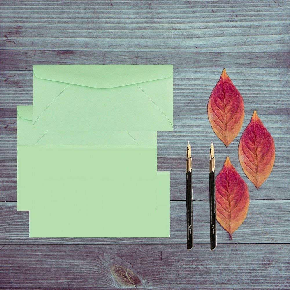 50 Business Envelopes, Standard Flap (Green, 9.5" x 4.125")