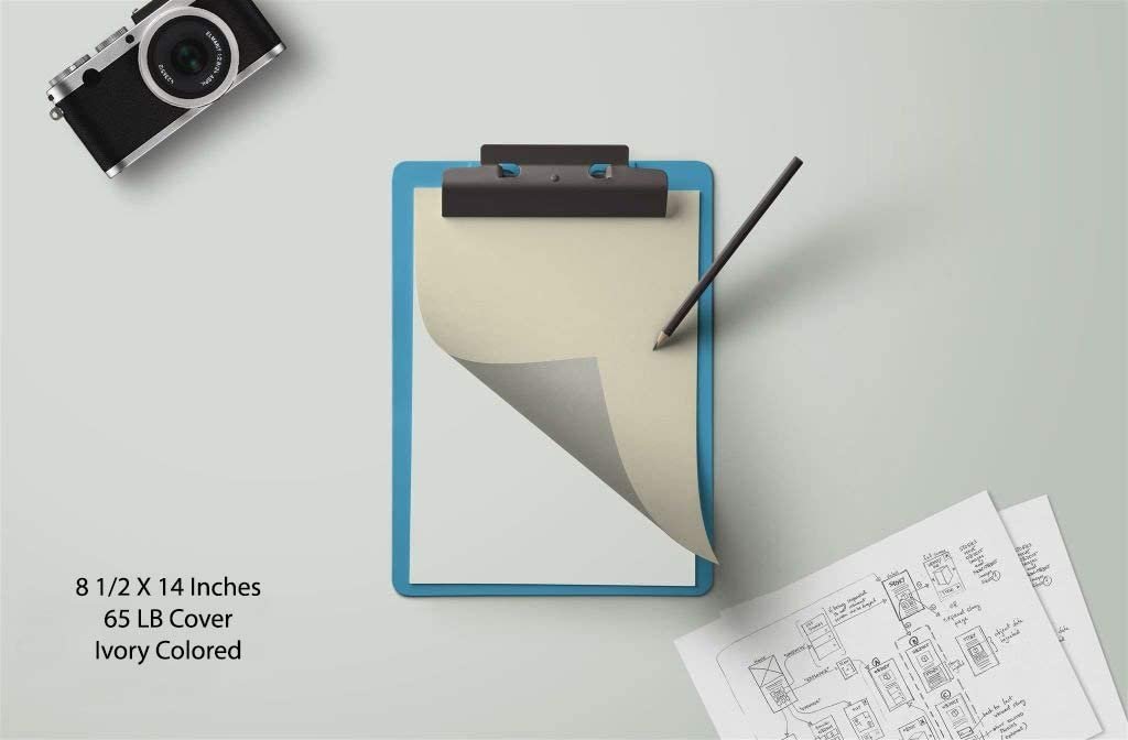 100 Ivory Colored Card Stock Paper - 65lb, Legal Size Heavyweight Printer Paper, Thick Sheet, 8.5 x 14 Inches