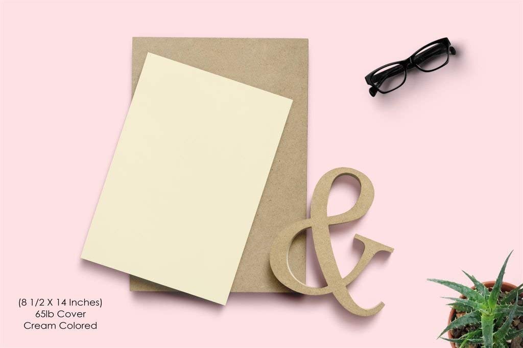 50 Sheet Card stock Paper - Cream colored 65lb Cover Legal size of 8.5 x 14 Inches