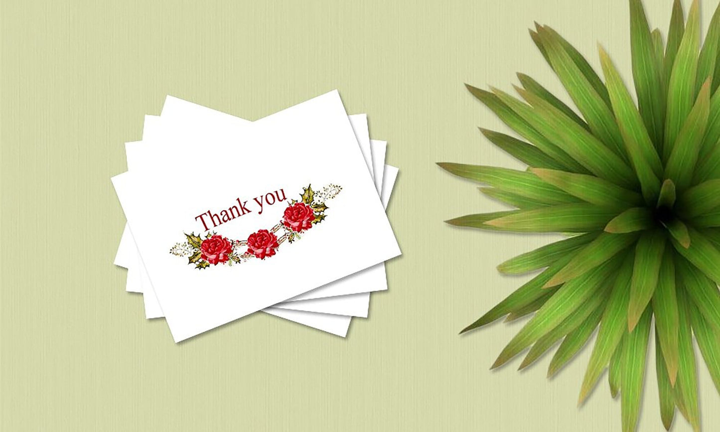 Thank You Cards - 4x7 Inches of 50 Amazing White Note Cards with Blank Greeting Space - Perfect for Business, Anniversary, Graduation, Weddings - Envelopes Included - Beautiful Romantic Floral Design