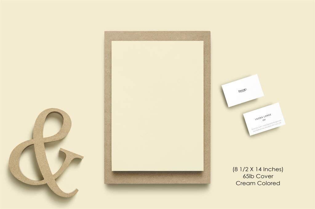 50 Sheet Card stock Paper - Cream colored 65lb Cover Legal size of 8.5 x 14 Inches