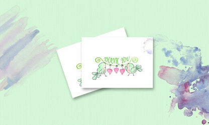 Amazing Thank You Cards with Envelopes - 4x7 Inches of 50 White Card Notes with Blank Greeting Space - for Greetings, Business, Anniversary, Graduation, Wedding - Adorable Birds and Hearts Design