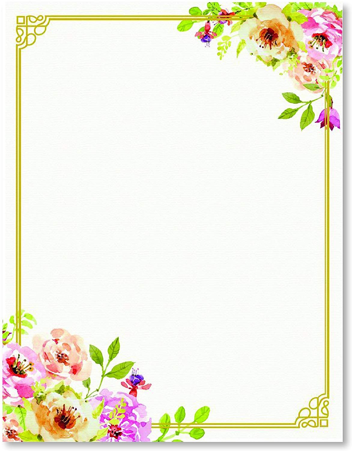 Stationery Writing Paper - Perfect Invitations for Bridal Showers, Birthdays, Weddings, Engagement Party, VIP and All Occasions - 100 Floral Letter Notes for DIY Invitation Kit - Pink and Peach Roses
