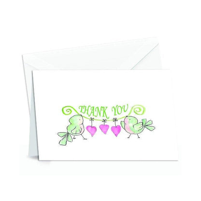 Amazing Thank You Cards with Envelopes - 4x7 Inches of 50 White Card Notes with Blank Greeting Space - for Greetings, Business, Anniversary, Graduation, Wedding - Adorable Birds and Hearts Design