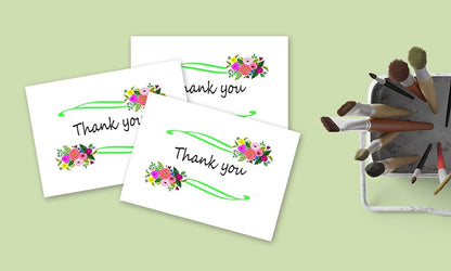 Thank You Cards Set - Perfect Gift for Anniversary, Graduations, Weddings - 50 Amazing 4 x 7 Inches of White Note Cards with Blank Greeting Space - Envelopes Included - Pink Curvy Line Form Design