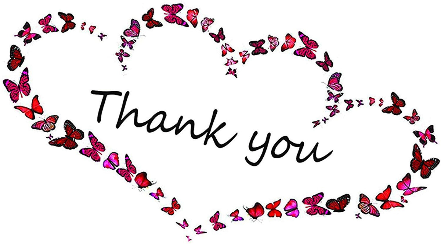 Thank You Cards Set - Perfect Gift for Anniversary, Graduations, Weddings - 50 Amazing 4x7 Inches of White Note Cards with Blank Greeting Space - Envelopes Included - Classic Dark Pink Roses Design