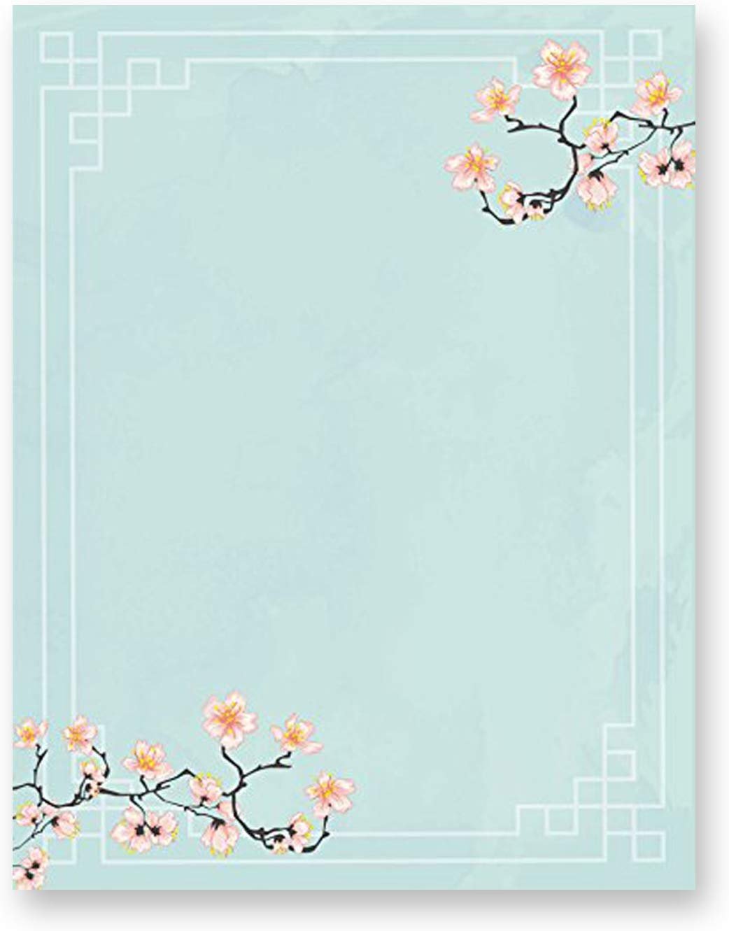 100 Stationery Writing Paper, with Cute Floral Designs Perfect for Notes or Letter Writing - Cherry Blossoms