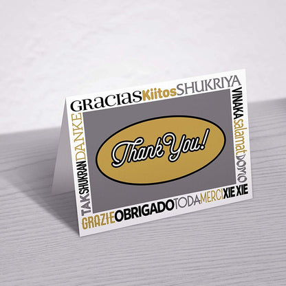 Thank You Cards - 50 Bulk Set of 4x7 Multi-Language in White, Yellow and Gray Colors Blank Greeting Notes with Envelopes - Perfect for Invitations and Gifts for Wedding, Baby Shower and All Occasions
