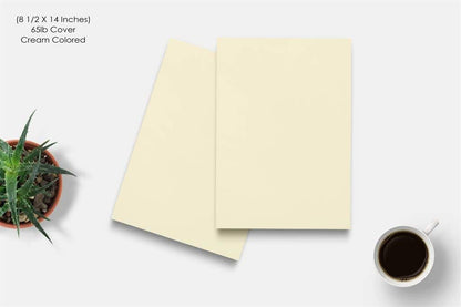 50 Sheet Card stock Paper - Cream colored 65lb Cover Legal size of 8.5 x 14 Inches