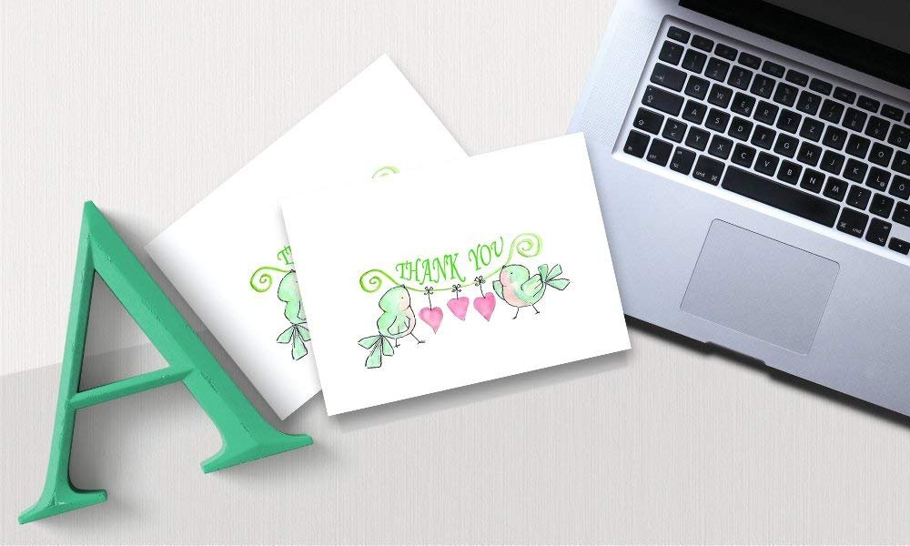 Thank You Cards with Envelopes - Perfect for Business, Anniversary, Graduation, Weddings - 4 x 7 Inches of 50 Amazing White Note Cards with Blank Greeting Space - Perfectly Formed Butterfly Design