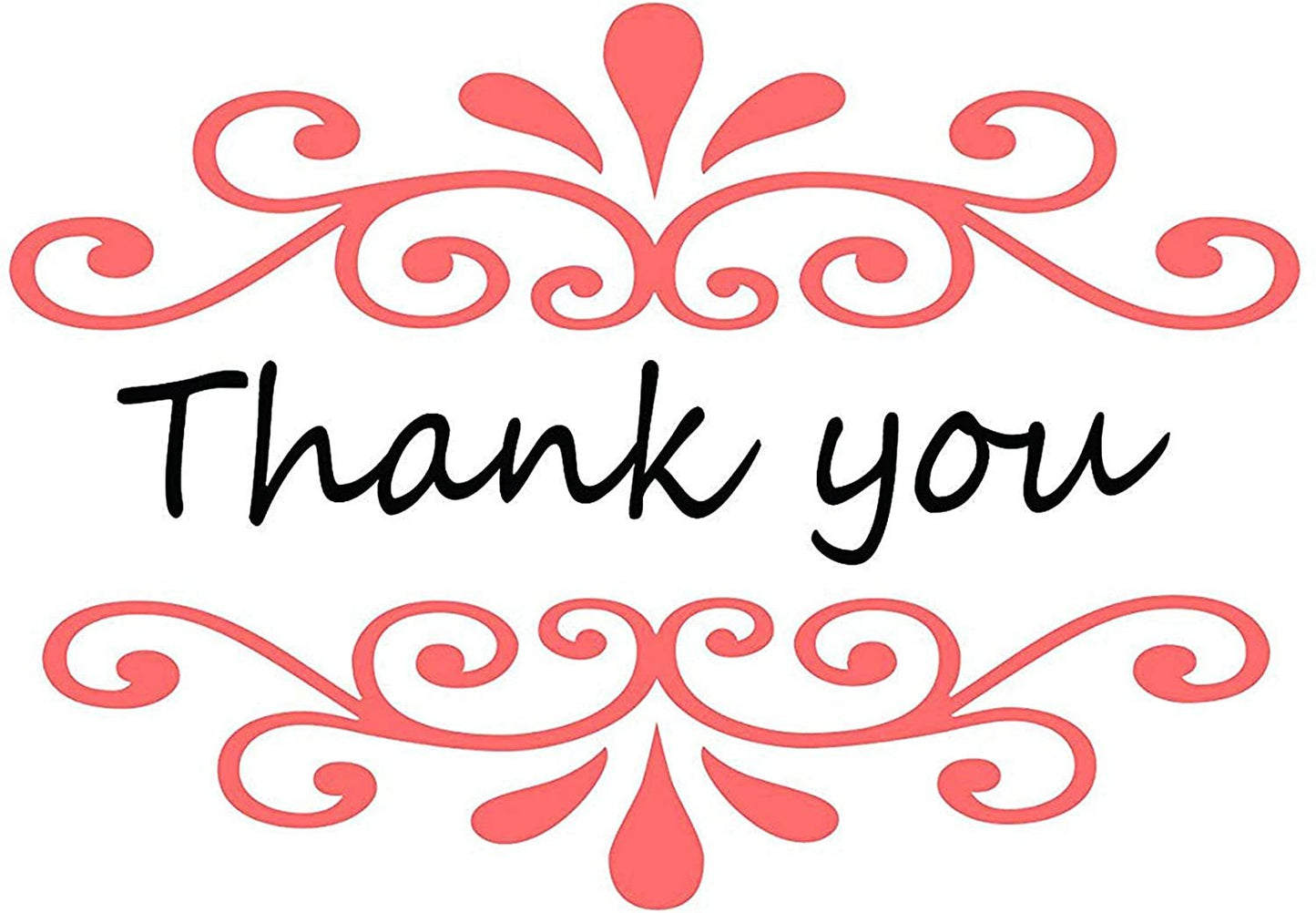 Thank You Cards Set - Perfect Gift for Anniversary, Graduations, Weddings - 50 Amazing 4 x 7 Inches of White Note Cards with Blank Greeting Space - Envelopes Included - Pink Curvy Line Form Design