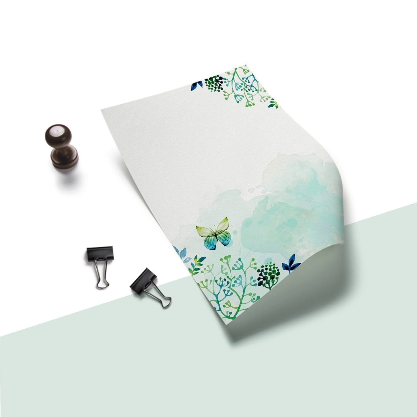 100 Stationery Paper - Cute Floral Designs for Writing Letters, Notes, and Invitations - Perfect for Bridal Shower, Birthdays, Engagement Party, Anniversary, Wedding, VIP and Other Occasions - Seaweed