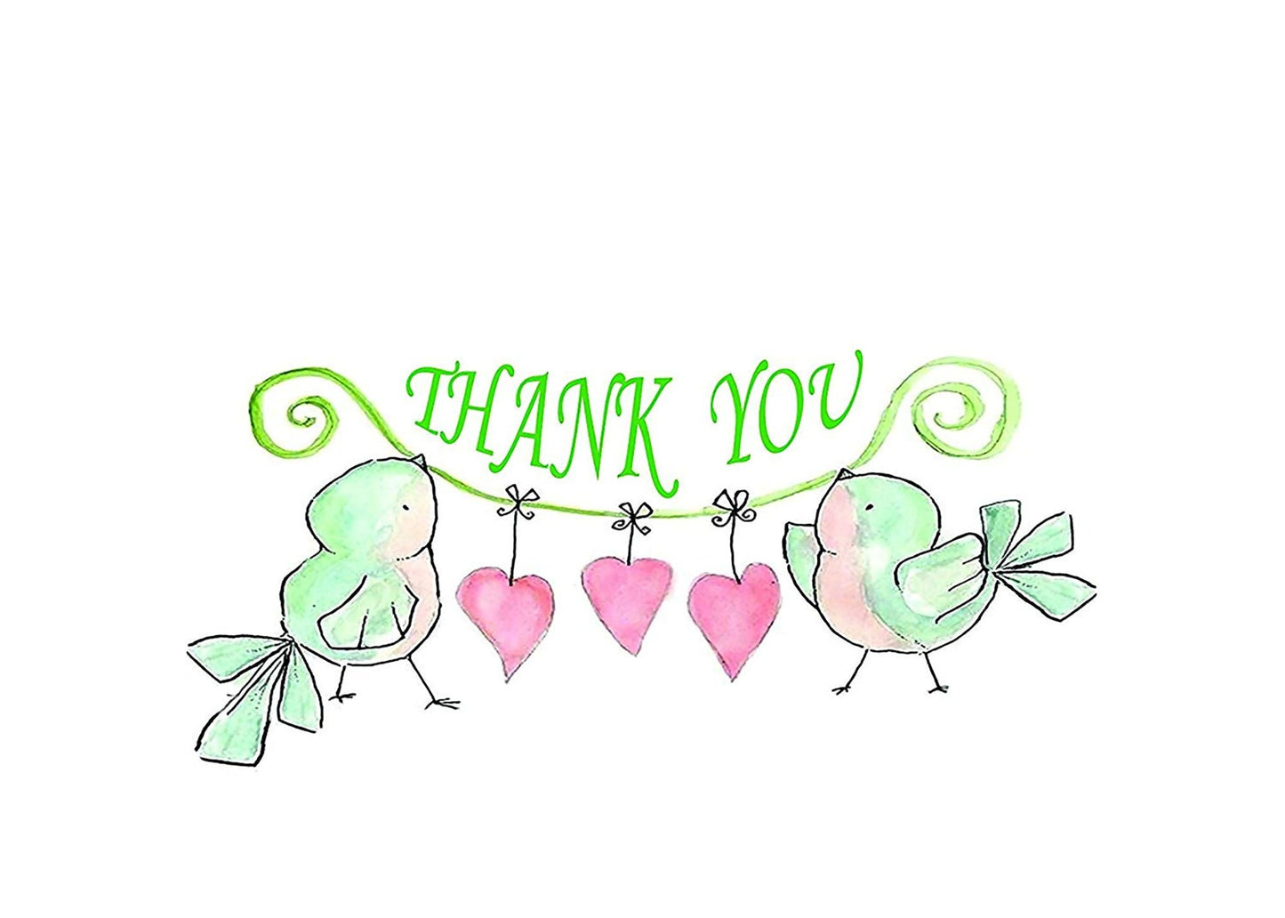 Amazing Thank You Cards with Envelopes - 4x7 Inches of 50 White Card Notes with Blank Greeting Space - for Greetings, Business, Anniversary, Graduation, Wedding - Adorable Birds and Hearts Design