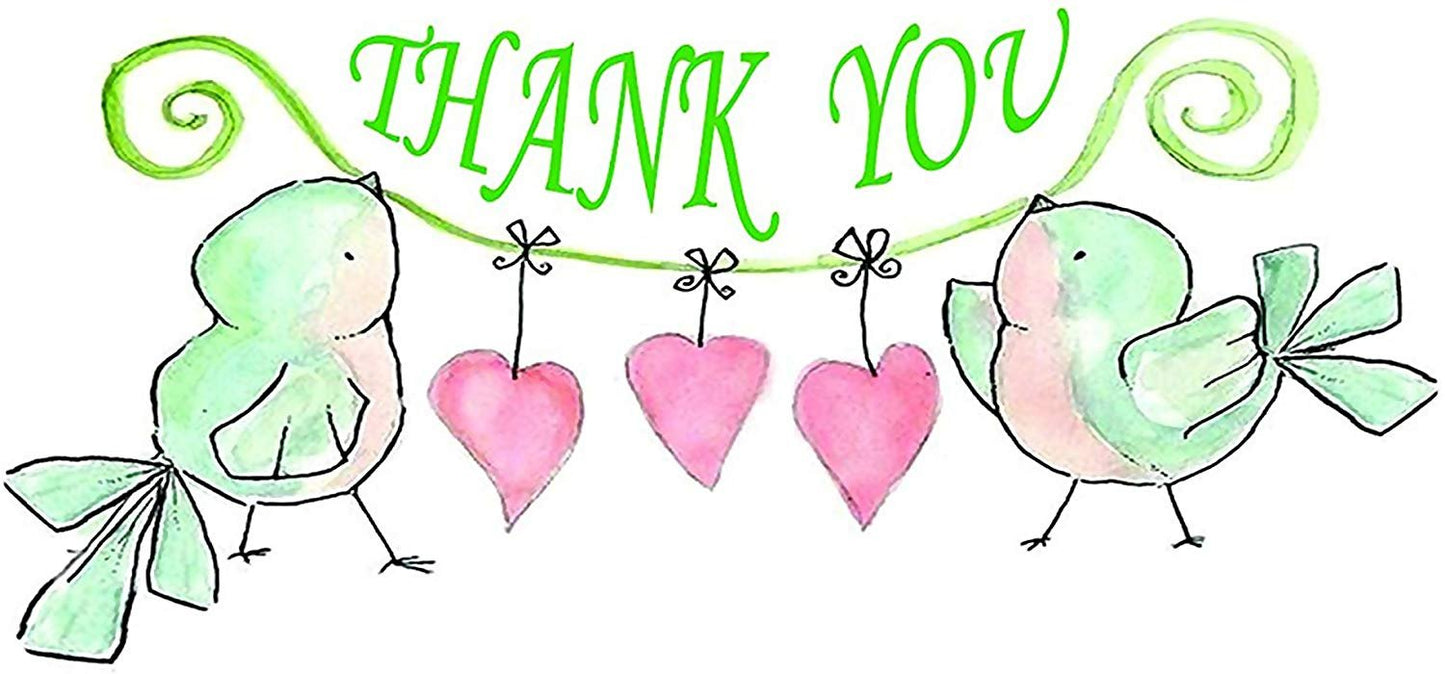 Thank You Cards - 4x7 Inches of 50 Amazing White Note Cards with Blank Greeting Space - Perfect for Business, Anniversary, Graduation, Weddings - Envelopes Included - Beautiful Romantic Floral Design