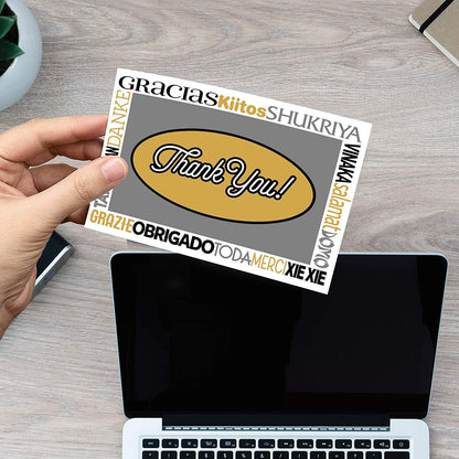 Thank You Cards - 50 Bulk Set of 4x7 Multi-Language in White, Yellow and Gray Colors Blank Greeting Notes with Envelopes - Perfect for Invitations and Gifts for Wedding, Baby Shower and All Occasions