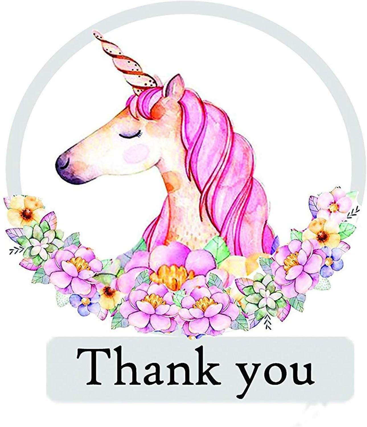 Unicorn Thank You Cards - 4x7 Inches of 50 Blank Card Notes with Envelopes - Perfect Gift and Greeting Cards for Kids and Birthday Party, Baby Shower, Graduation, Wedding - Pinkish Unicorn Horn Design