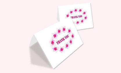 Thank You Cards Set - Perfect Gift for Anniversary, Graduations, Weddings - 50 Amazing 4x7 Inches of White Note Cards with Blank Greeting Space - Envelopes Included - Classic Dark Pink Roses Design