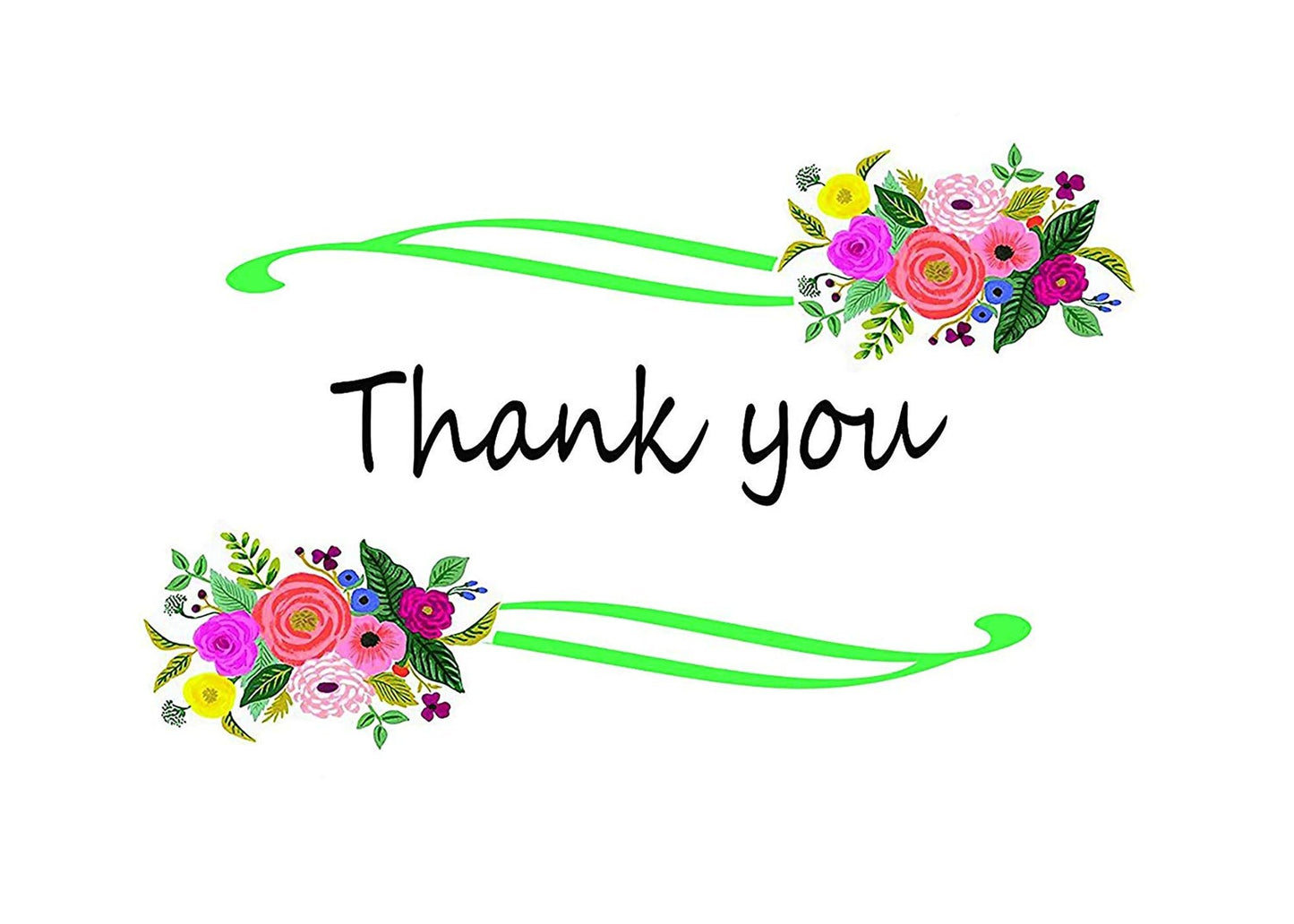 Thank You Cards Set - Perfect Gift for Anniversary, Graduations, Weddings - 50 Amazing 4 x 7 Inches of White Note Cards with Blank Greeting Space - Envelopes Included - Pink Curvy Line Form Design