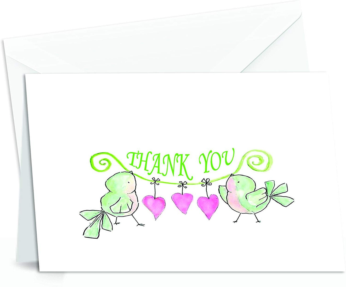 Amazing Thank You Cards with Envelopes - 4 x 7 Inches of 50 White Card Notes with Blank Greeting Space - Perfect Gift for Business, Anniversary, Graduation, Weddings - Colorful Charming Floral Design