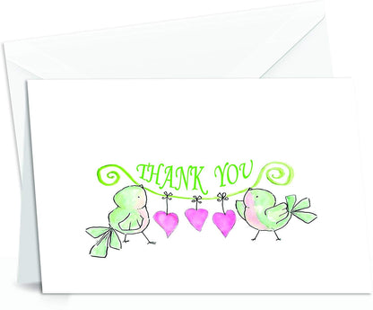 Amazing Thank You Cards with Envelopes - 4 x 7 Inches of 50 White Card Notes with Blank Greeting Space - Perfect Gift for Business, Anniversary, Graduation, Weddings - Colorful Charming Floral Design