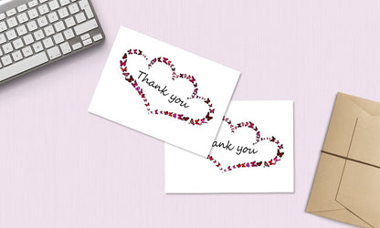 Thank You Cards with Envelopes - Perfect for Business, Anniversary, Graduation, Weddings - 4 x 7 Inches of 50 Amazing White Note Cards with Blank Greeting Space - Perfectly Formed Butterfly Design
