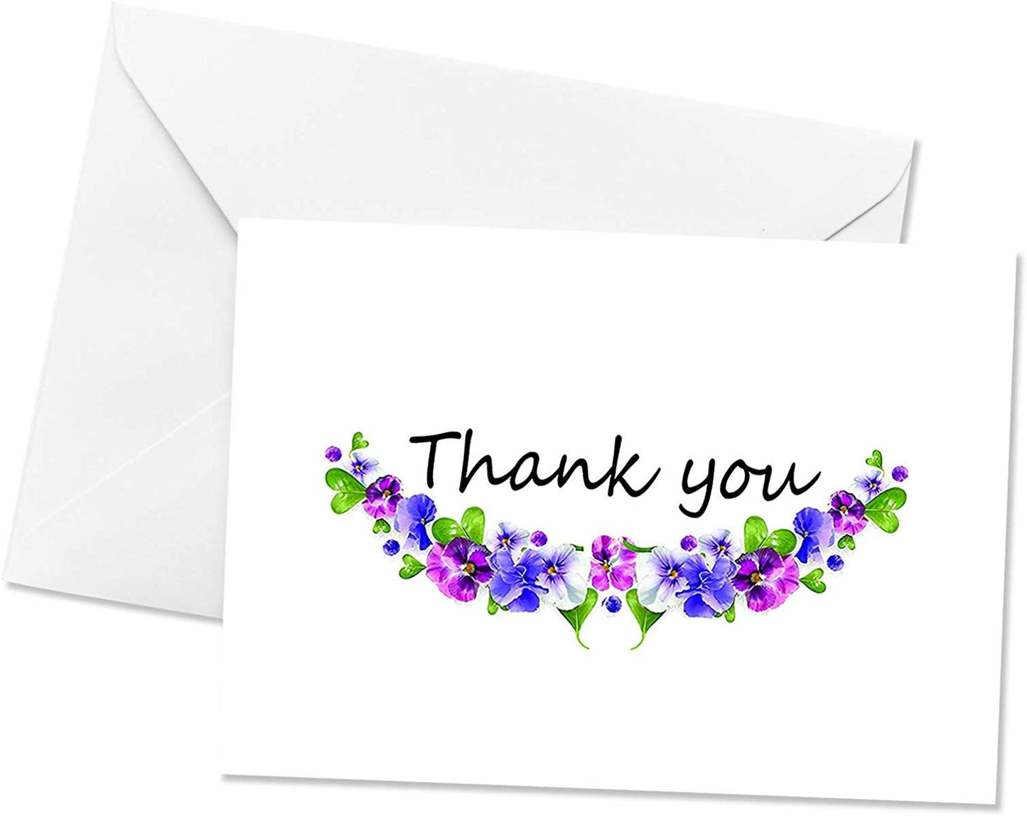 Thank You Cards with Envelopes - 50 Sets of 4 x 7 Inches Amazing White Blank Note Cards - For Invitation Letter, Greetings, Announcements for Business, Anniversary - Beautiful Elegant Floral Design