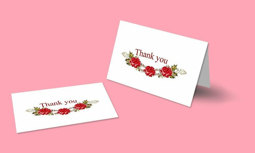 Amazing Thank You Cards with Envelopes - 4 x 7 Inches of 50 White Card Notes with Blank Greeting Space - Perfect Gift for Business, Anniversary, Graduation, Weddings - Peach Blossom Flower Design
