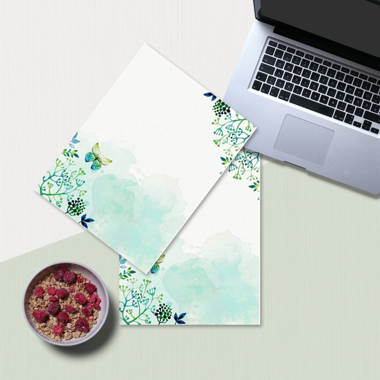100 Stationery Paper - Cute Floral Designs for Writing Letters, Notes, and Invitations - Perfect for Bridal Shower, Birthdays, Engagement Party, Anniversary, Wedding, VIP and Other Occasions - Seaweed