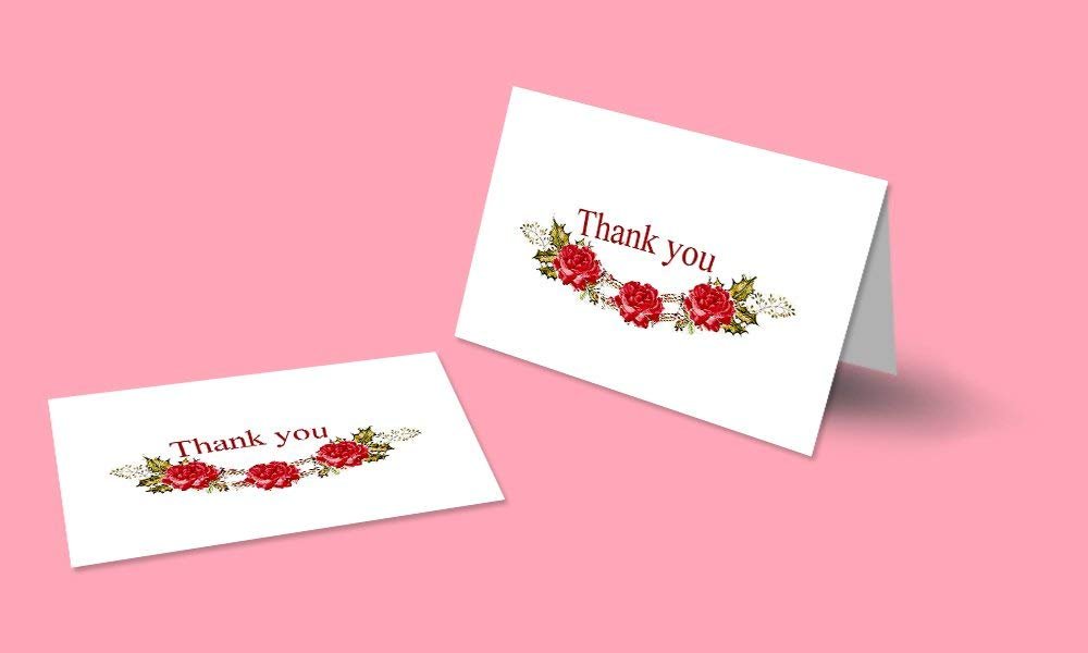 Thank You Cards with Envelopes - Perfect for Business, Anniversary, Graduation, Weddings - 4 x 7 Inches of 50 Amazing White Note Cards with Blank Greeting Space - Perfectly Formed Butterfly Design