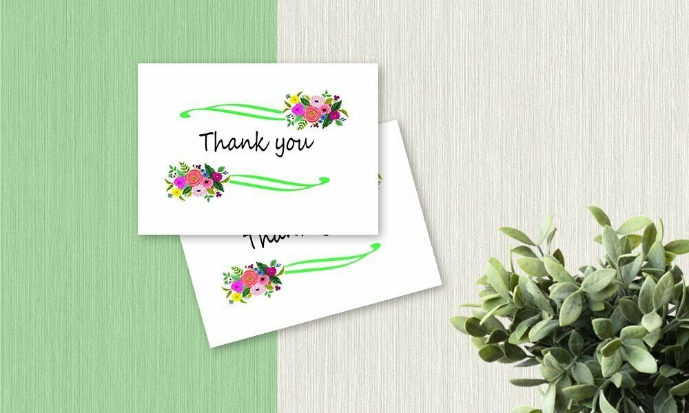 Thank You Cards Set - Perfect Gift for Anniversary, Graduations, Weddings - 50 Amazing 4 x 7 Inches of White Note Cards with Blank Greeting Space - Envelopes Included - Pink Curvy Line Form Design
