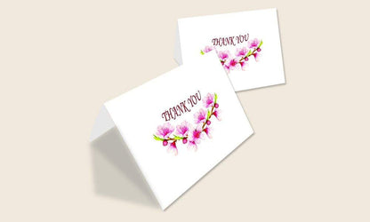 Amazing Thank You Cards with Envelopes - 4 x 7 Inches of 50 White Card Notes with Blank Greeting Space - Perfect Gift for Business, Anniversary, Graduation, Weddings - Peach Blossom Flower Design