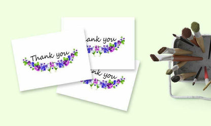 Thank You Cards with Envelopes - 50 Sets of 4 x 7 Inches Amazing White Blank Note Cards - For Invitation Letter, Greetings, Announcements for Business, Anniversary - Beautiful Elegant Floral Design