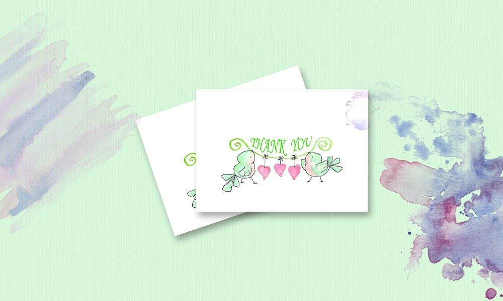 Amazing Thank You Cards with Envelopes - 4 x 7 Inches of 50 White Card Notes with Blank Greeting Space - Perfect Gift for Business, Anniversary, Graduation, Weddings - Colorful Charming Floral Design