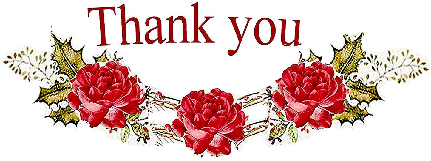 Thank You Cards - 4x7 Inches of 50 Amazing White Note Cards with Blank Greeting Space - Perfect for Business, Anniversary, Graduation, Weddings - Envelopes Included - Beautiful Romantic Floral Design