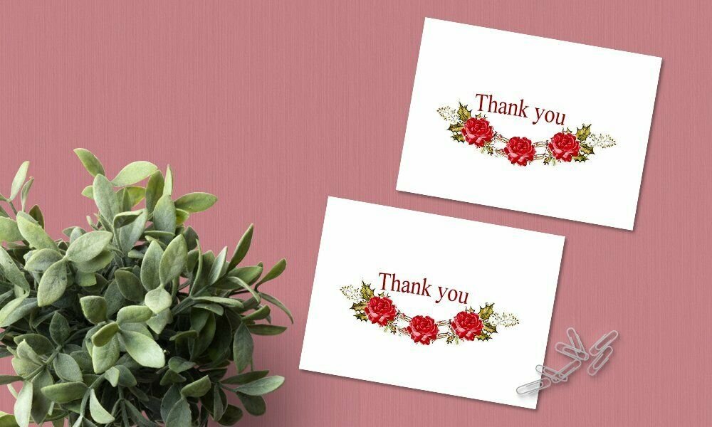 Amazing Thank You Cards with Envelopes - 4 x 7 Inches of 50 White Card Notes with Blank Greeting Space - Perfect Gift for Business, Anniversary, Graduation, Weddings - Peach Blossom Flower Design