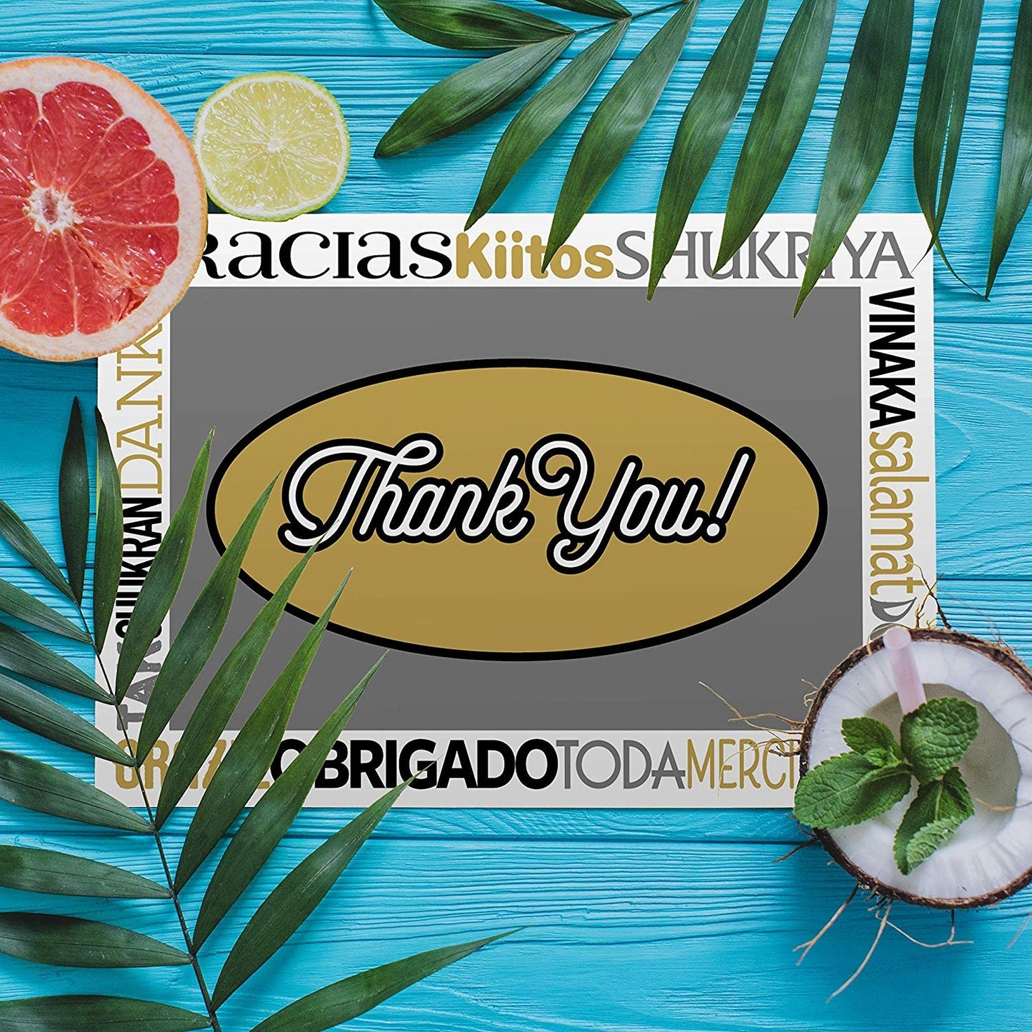 Thank You Cards - 50 Bulk Set of 4x7 Multi-Language in White, Yellow and Gray Colors Blank Greeting Notes with Envelopes - Perfect for Invitations and Gifts for Wedding, Baby Shower and All Occasions