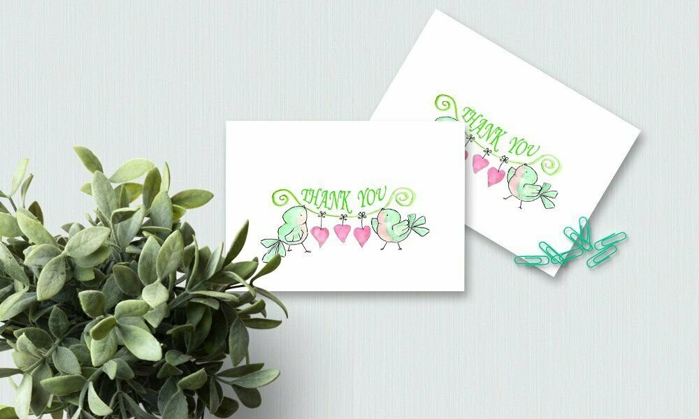 Thank You Cards - 4 x 7 Inches of 50 Amazing White Note Cards with Blank Greeting Space - Perfect for Business, Anniversary, Graduations, Weddings - Envelopes Included - Pink Blooming Floral Design