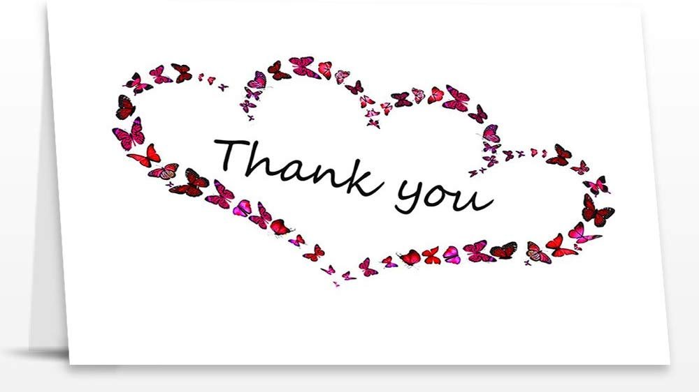 Thank You Cards Set - Perfect Gift for Anniversary, Graduations, Weddings - 50 Amazing 4x7 Inches of White Note Cards with Blank Greeting Space - Envelopes Included - Classic Dark Pink Roses Design