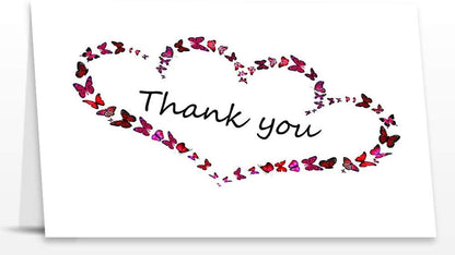 Thank You Cards Set - Perfect Gift for Anniversary, Graduations, Weddings - 50 Amazing 4x7 Inches of White Note Cards with Blank Greeting Space - Envelopes Included - Classic Dark Pink Roses Design