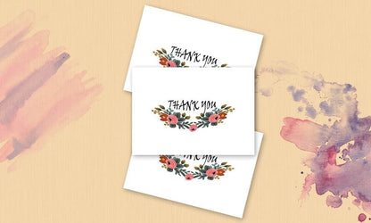 Thank You Cards - 4x7 Inches of 50 Amazing White Note Cards with Blank Greeting Space - Perfect for Business, Anniversary, Graduation, Weddings - Envelopes Included - Beautiful Romantic Floral Design